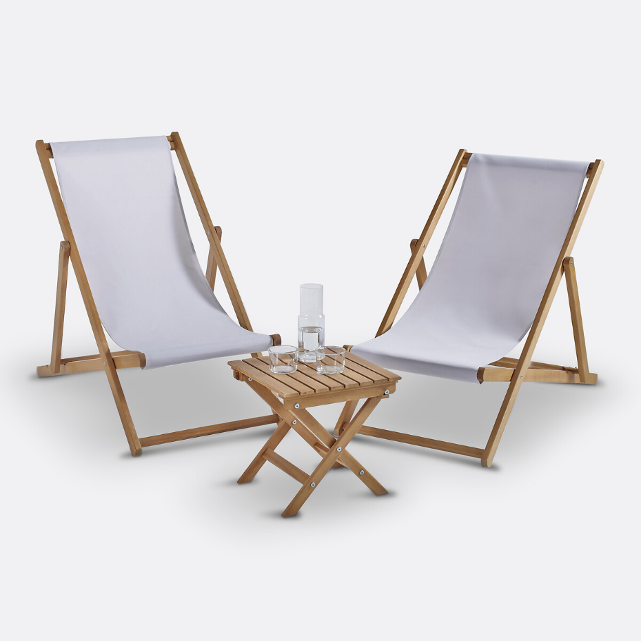 Set de 2 chiliennes et table basse