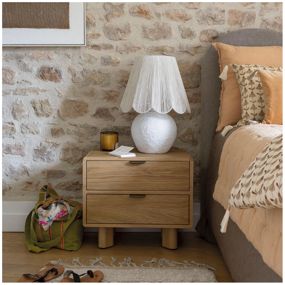 Lampe NORA papier mâché et AJ conique jute