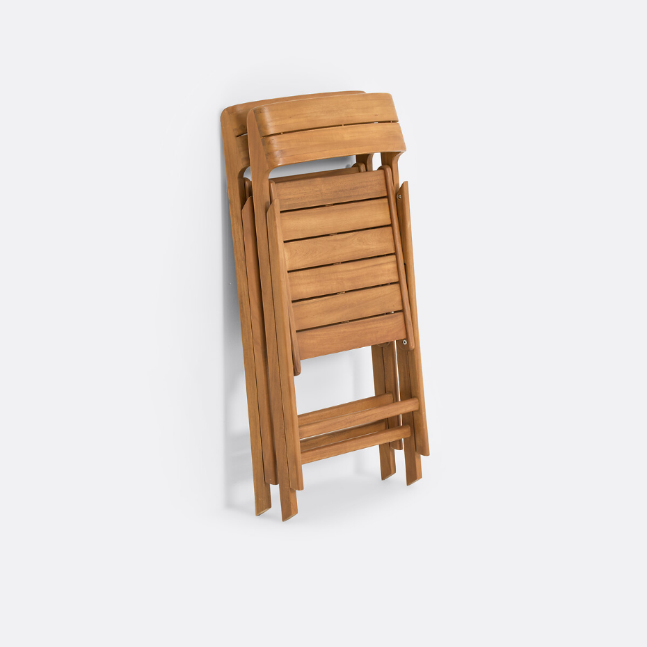 Lot de 2 chaises de jardin en acacia massif, pliantes, TIKAO