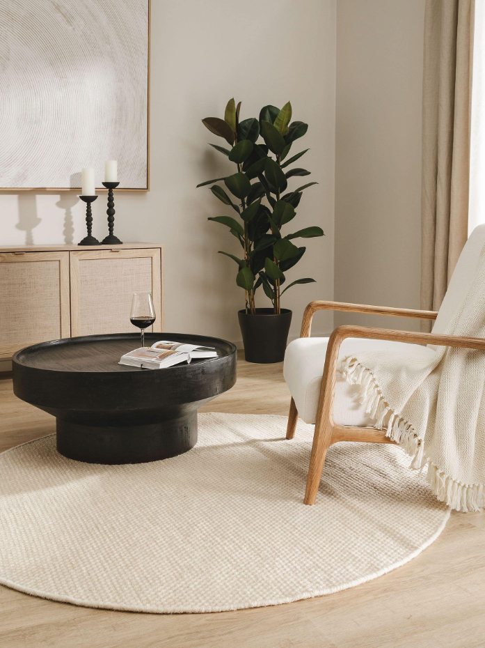 Tapis rond de laine tissé main ROCCO