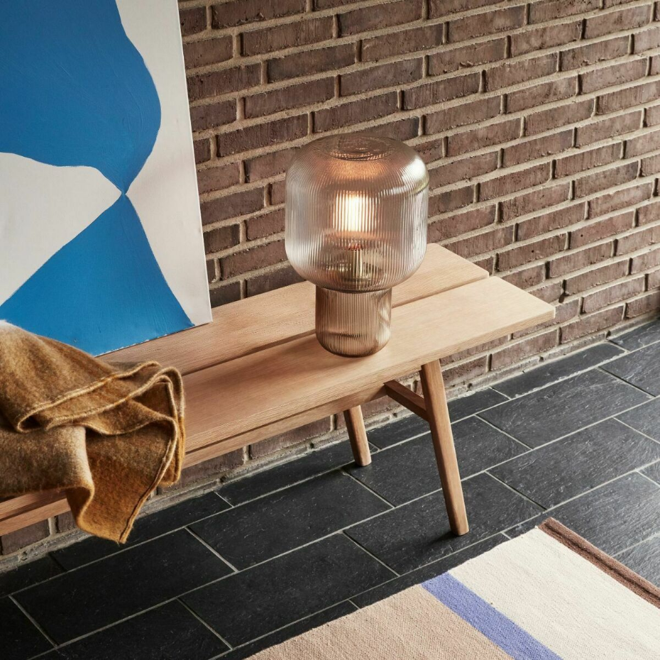 Lampe de table verre strié fumé