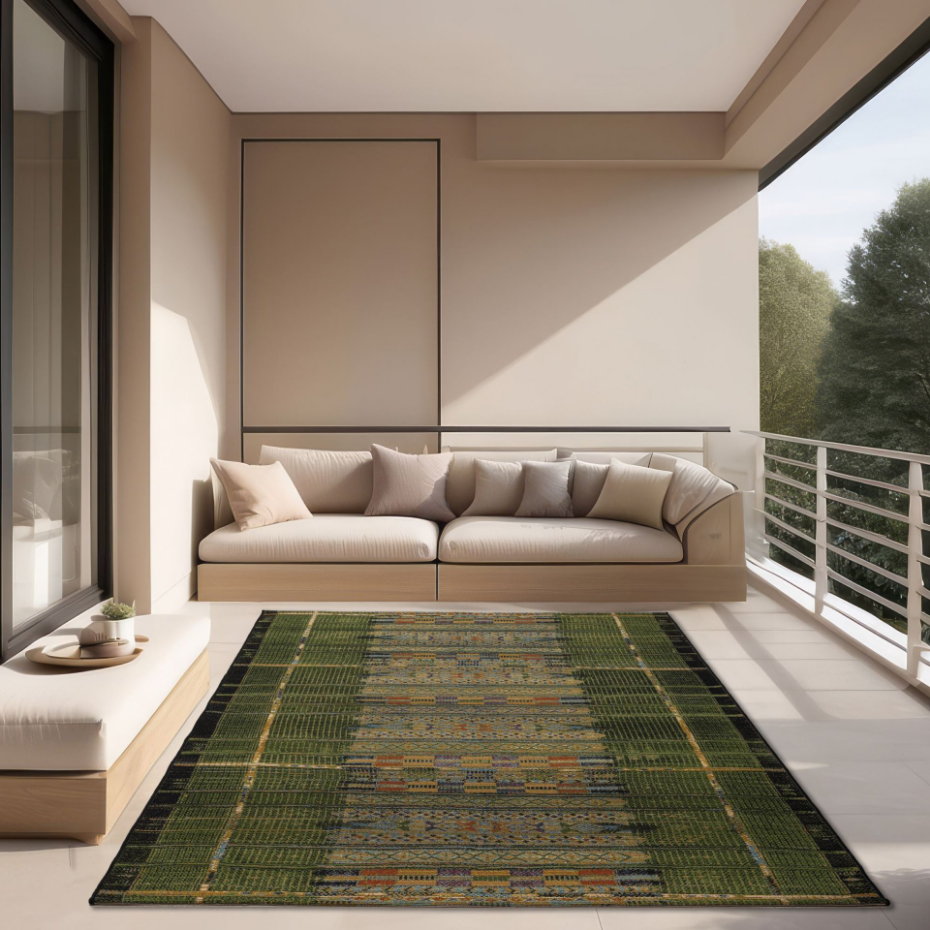 Tapis d'extérieur tissé plat à motifs géométriques - Aurora