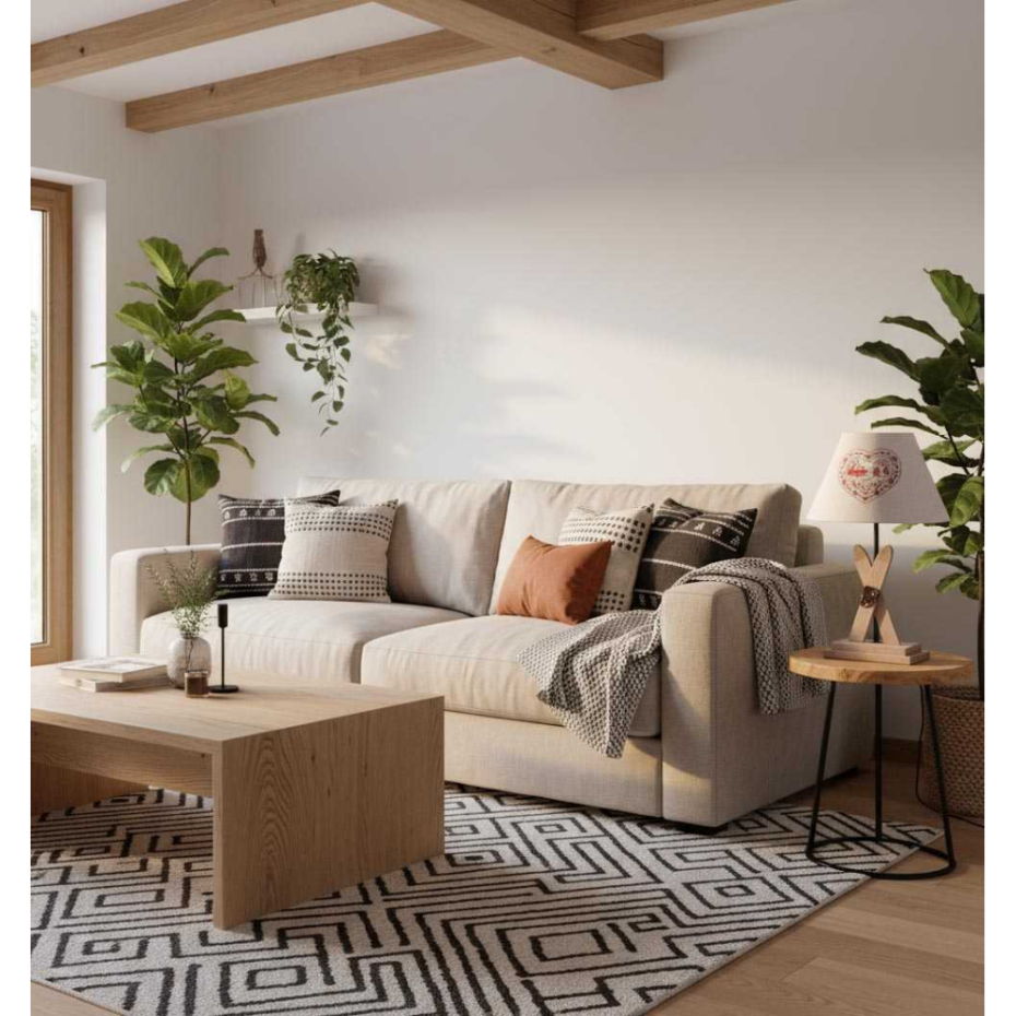 Lampe avec pied en bois décor ski