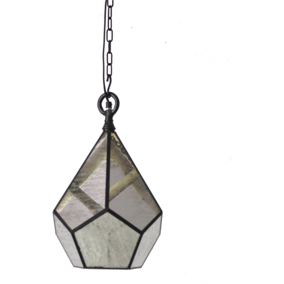 Suspension en verre décoré et métal  organique