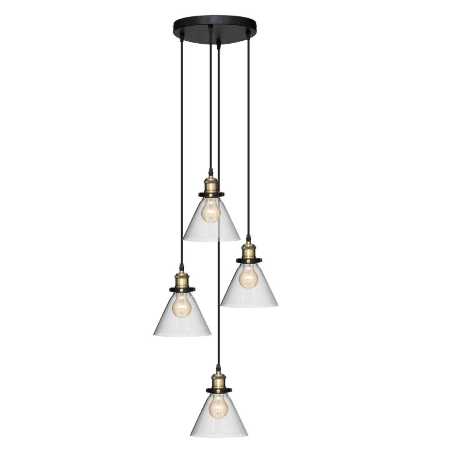 Suspension verre métal 5 lampes ALAK