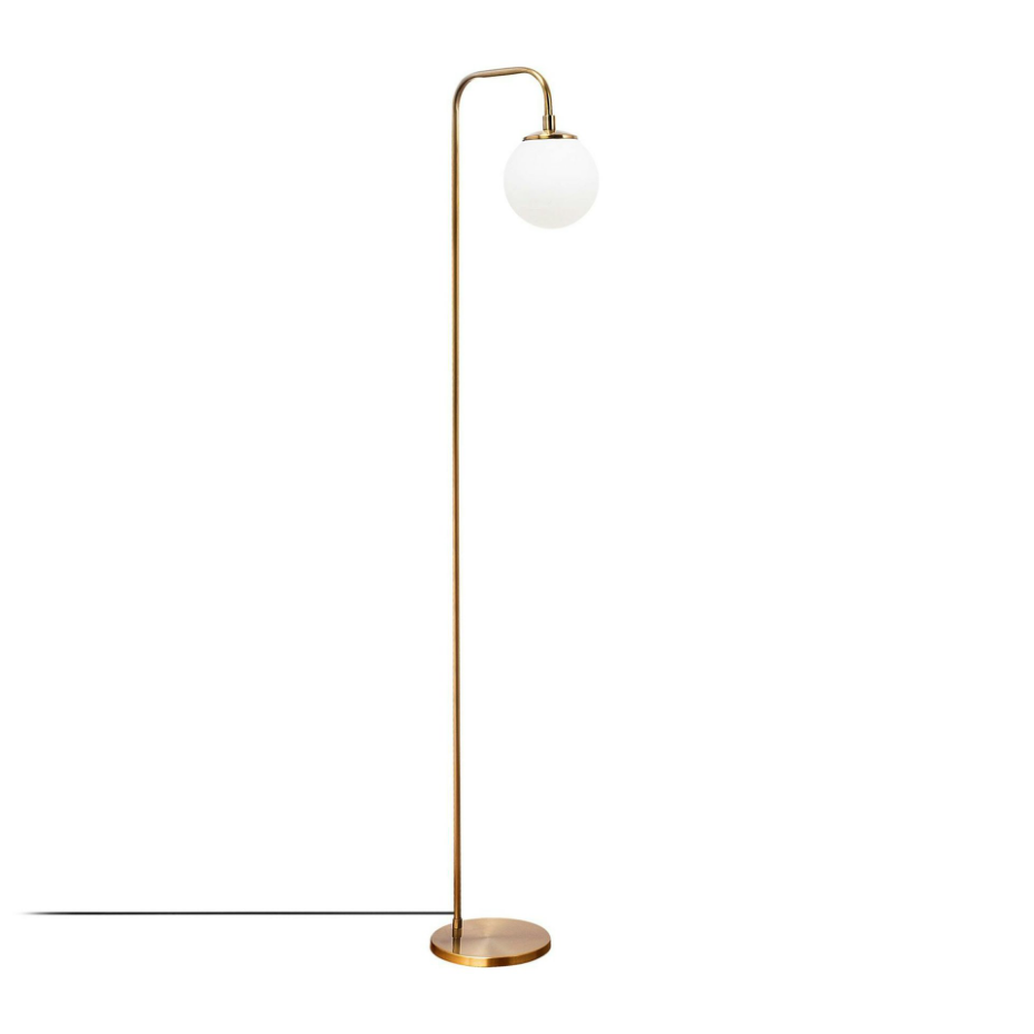 Lampadaire vintage sur tige, 1 globe verre dépoli SIERRE