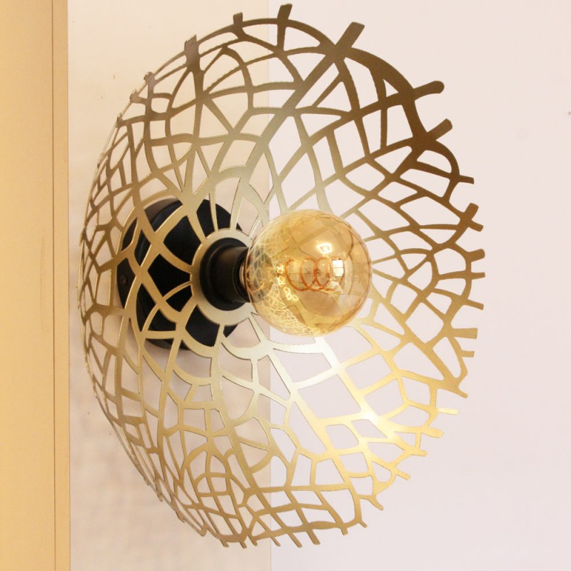 Applique Leaf Metal Noir Et Or
