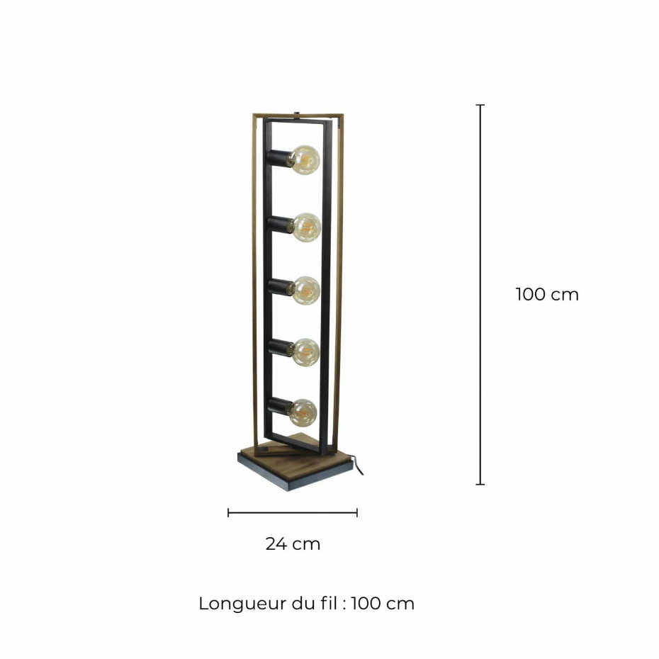 Lampadaire en métal et bois de hêtre, WOOLI