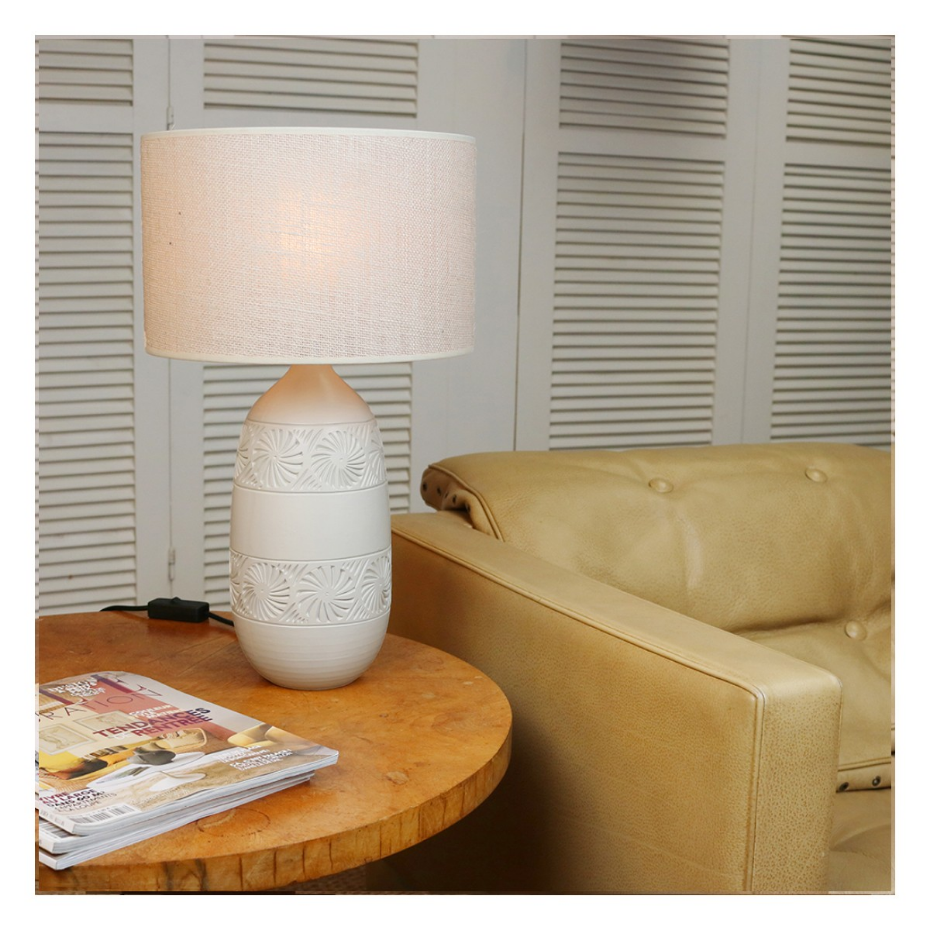 Lampe en terre cuite avec abat-jour jute, KÉO MAYA