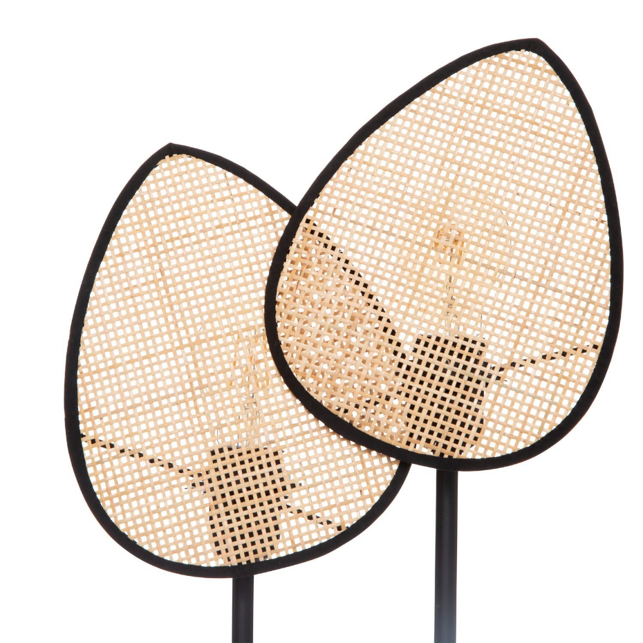 Lampe à poser Feuille en cannage et métal