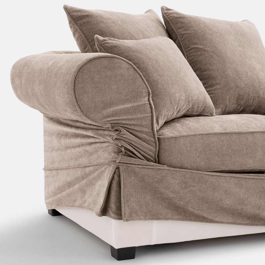 Canapé droit, convertible, 2 ou 3 places, en polyester chiné, ADELIA