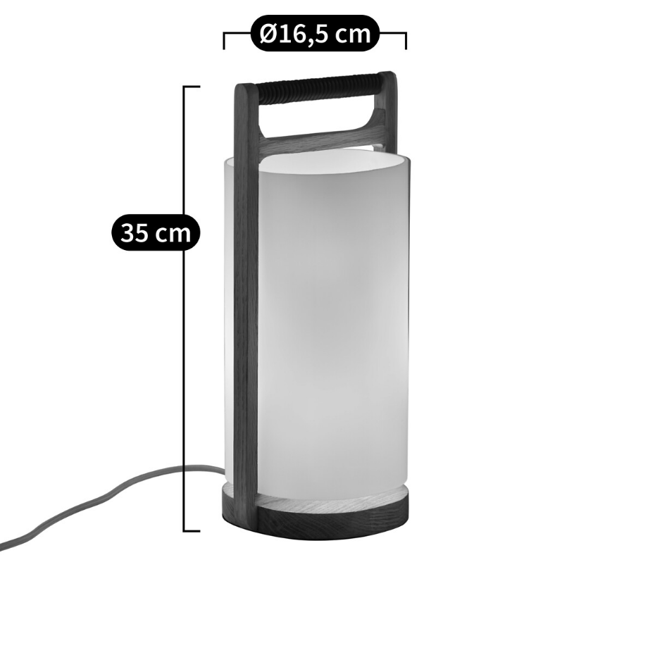 Lampe chêne massif et opaline, Fodéo