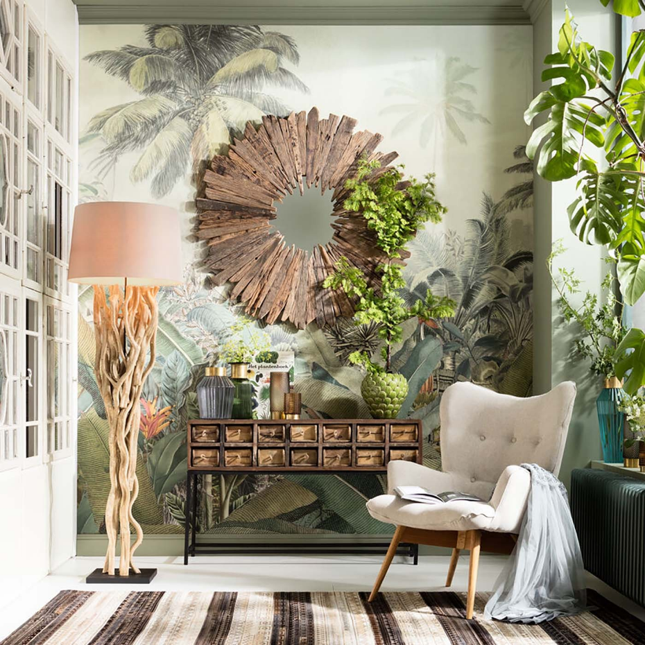 Lampadaire en acacia et coton, SCULTRA