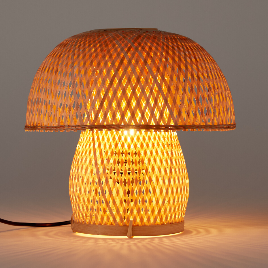 Lampe à poser, forme champignon, en bambou, Blini