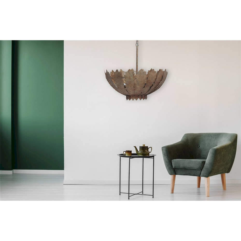 Suspension feuilles en fer format rond