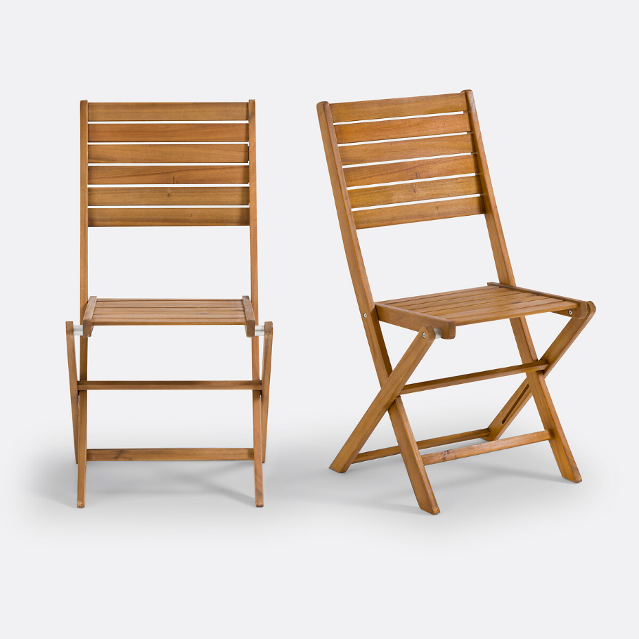 Lot de 2 chaises de jardin en acacia, Napli