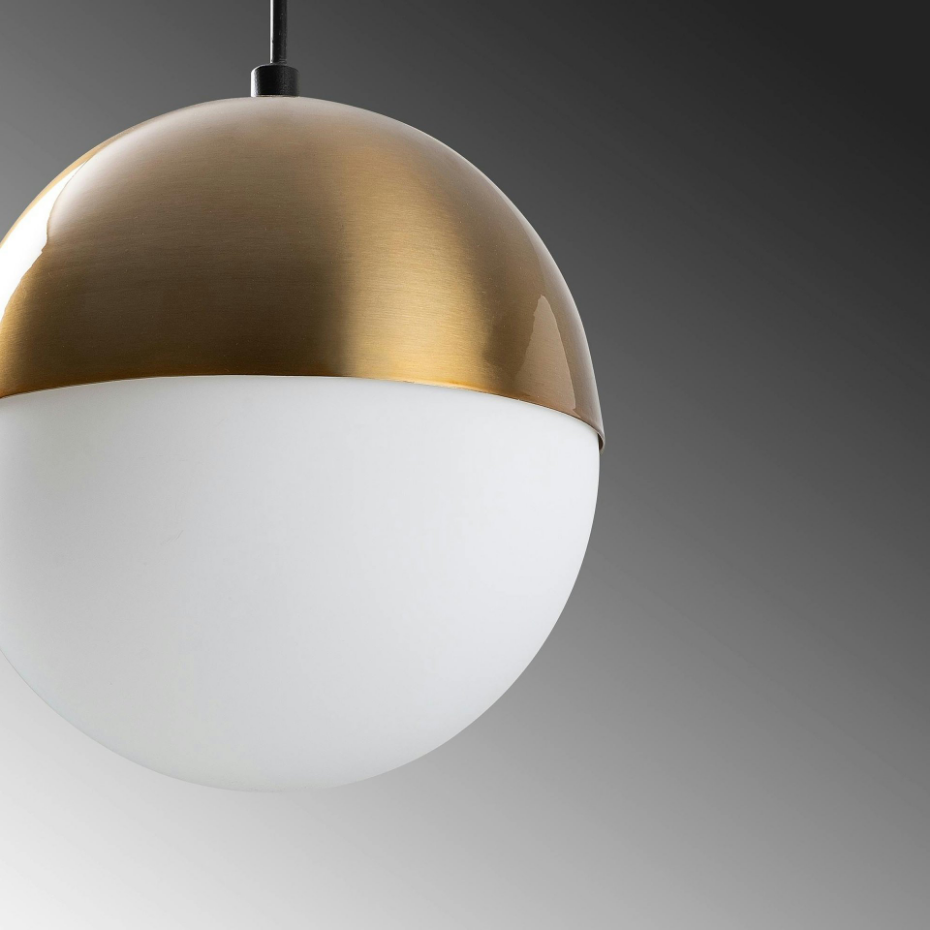 Suspension vintage globe blanc & doré Ø20 cm SIERRE