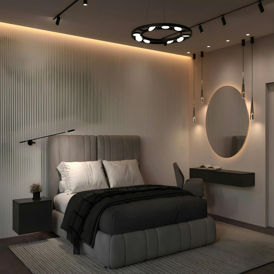 Suspension moderne chandelier – 9 disques noirs OCALA