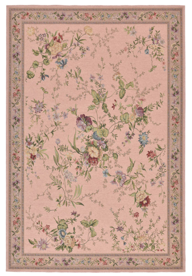 Tapis floral tissé à la machine avec bordure - Flomi