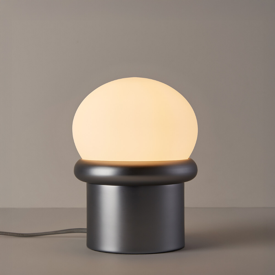 Lampe à poser en métal fer chromé et verre opalin, CALAN