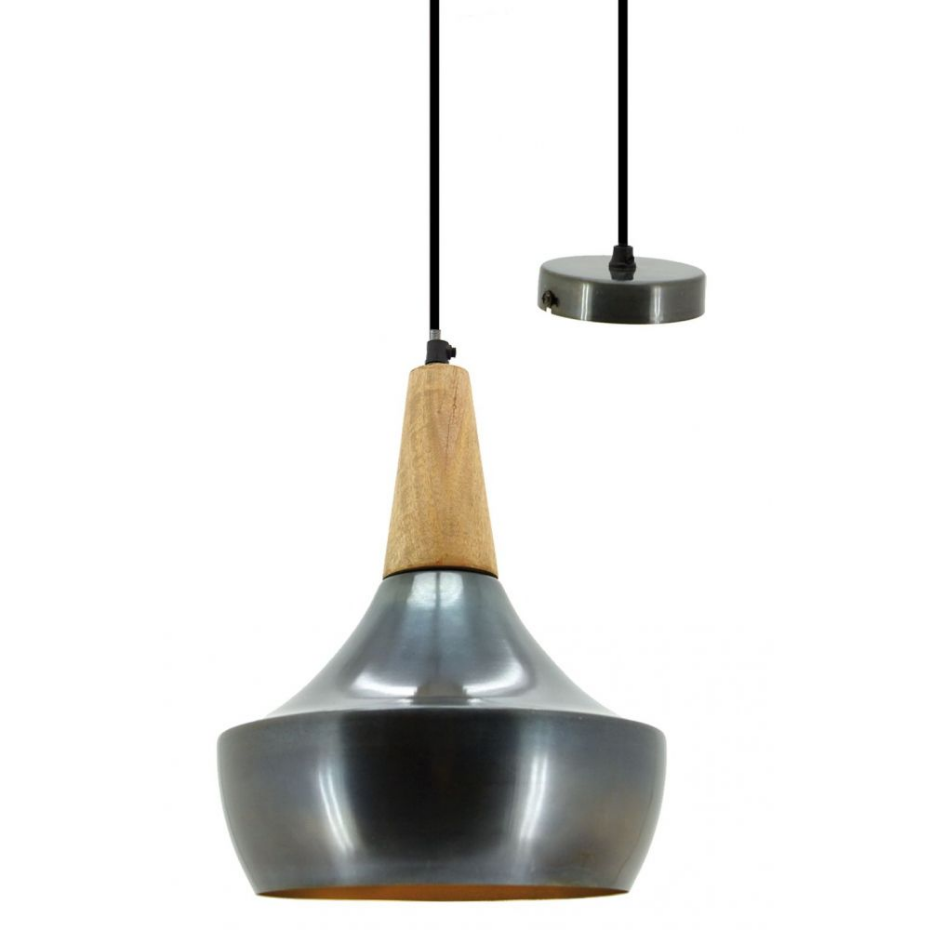 Suspension en métal et bois Vintage Gris bleu