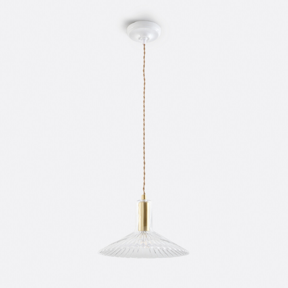 Suspension laiton et verre strié Ø24,5cm, Gramma