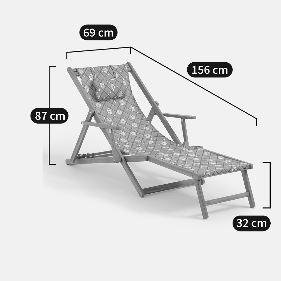 Chaise longue en acacia huilé Marguerite