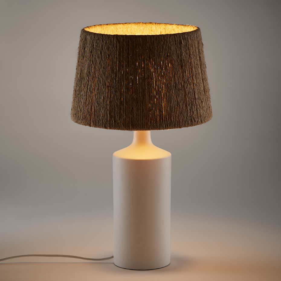 Lampe à poser céramique et chanvre, Yoru