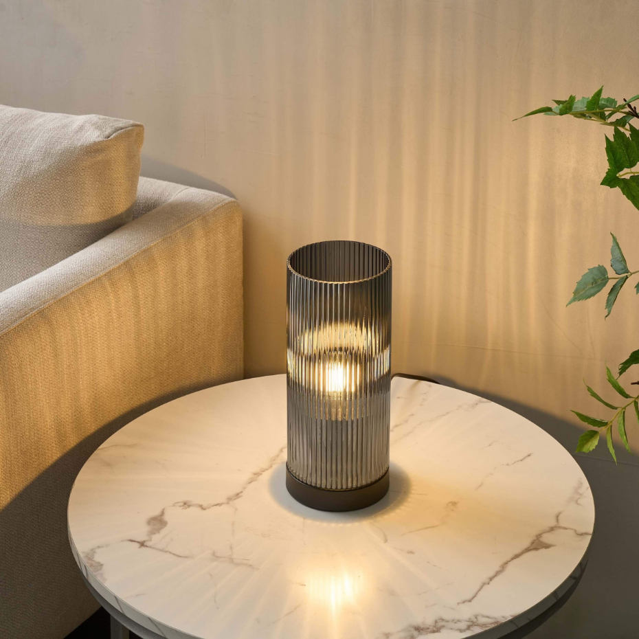 Lampe à poser verre design fumé - LIANTHA