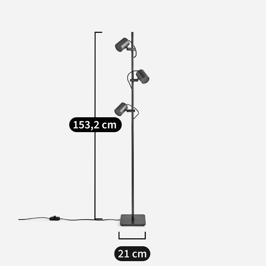 Lampadaire 3 spots orientables graphite, Girevole