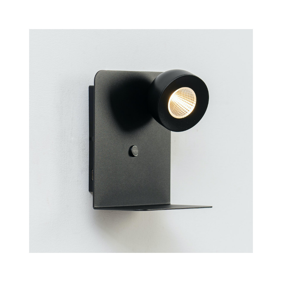 Applique liseuse noire avec USB - LYNGEN