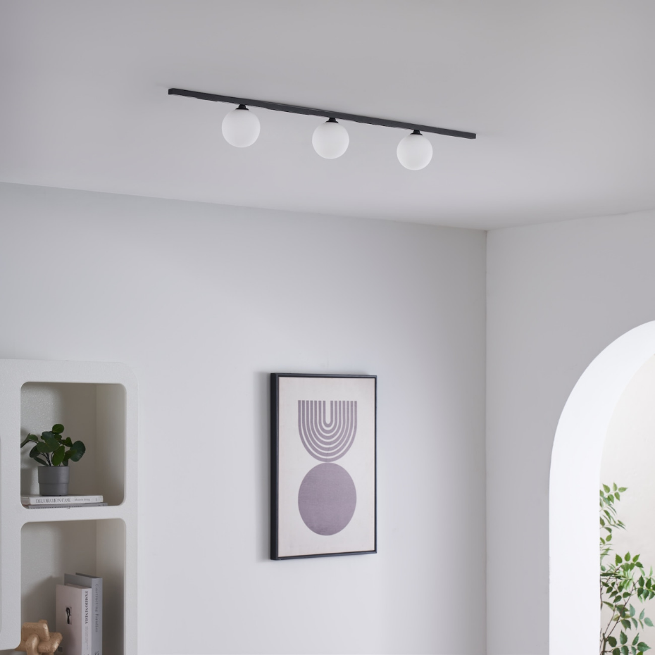 Kit rail 3 boules LED verre dépoli - LYNE