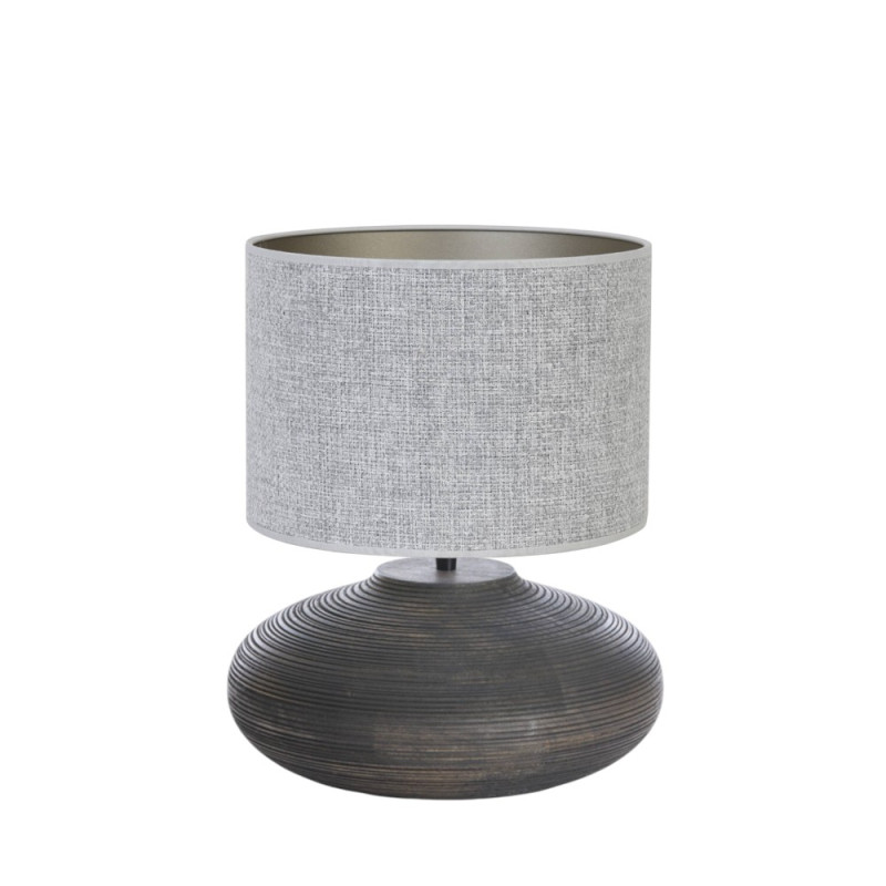 Lampe A Poser Bois brun Abat Jour gris clair Koma