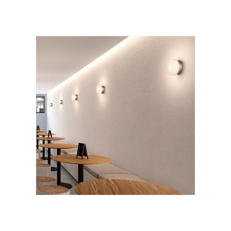 Petite Applique Led Sun Laiton Verre Blanc Opaque
