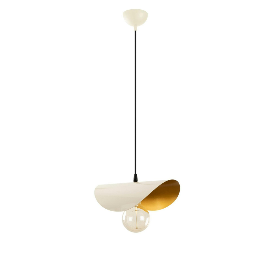 Suspension moderne en métal plié crème & doré SINOP