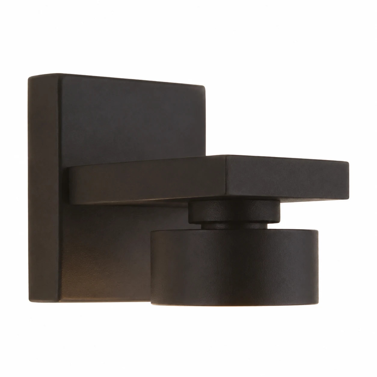 Placa de pared negra mate y detalle del brazo horizontal