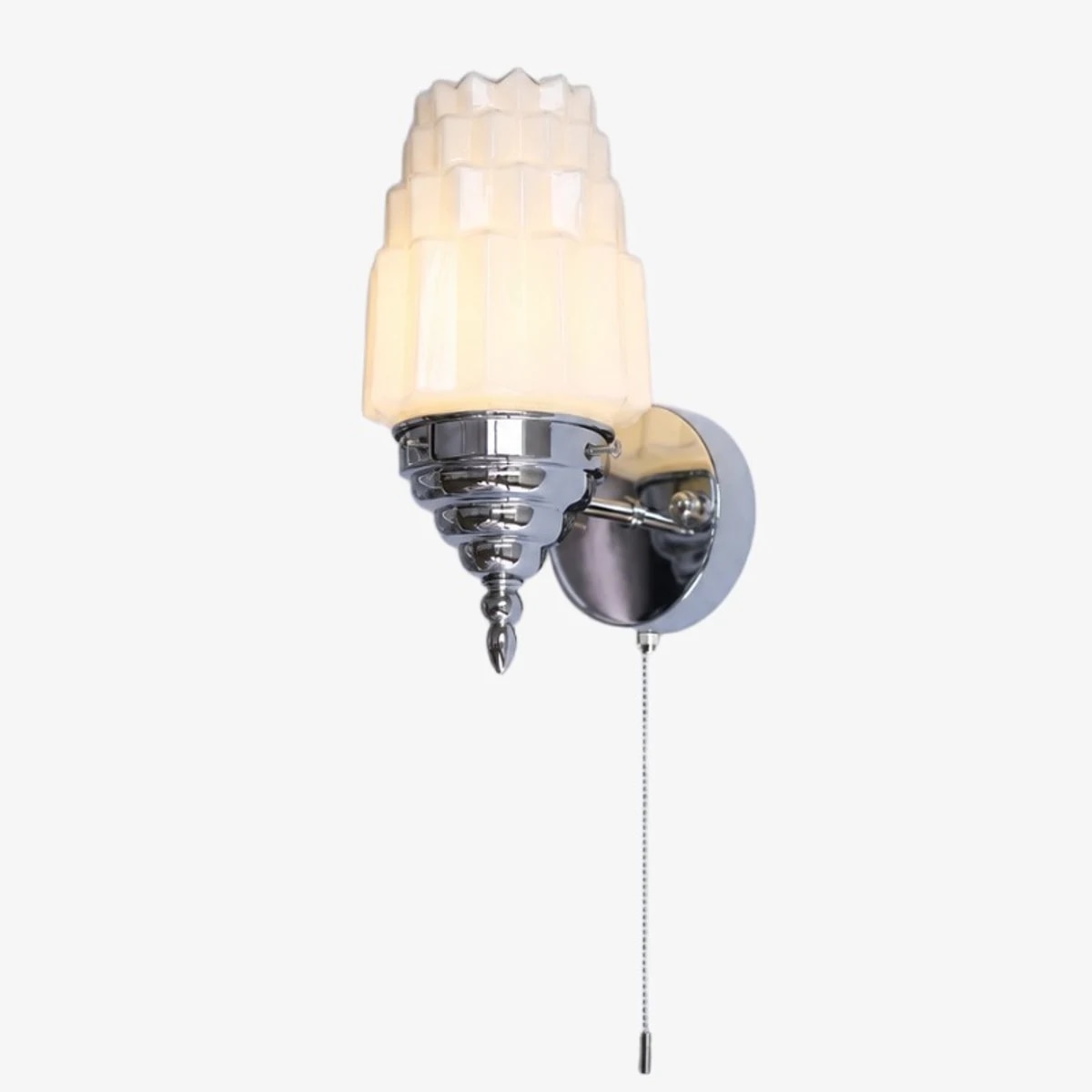 Aplique de pared cromado con cadena de tiro