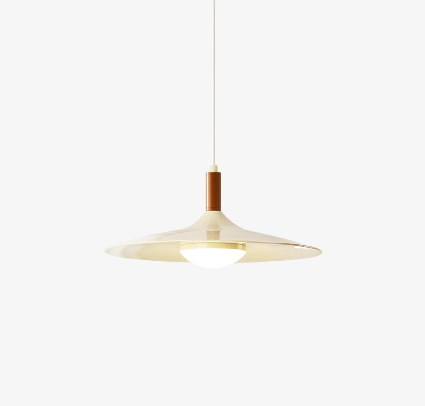 Lámpara colgante color crema con un cabezal