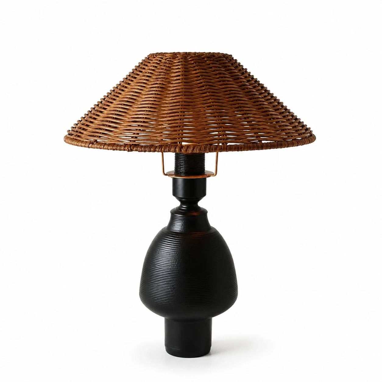 Stolní lampa s tkaným stínidlem Wabi-Sabi