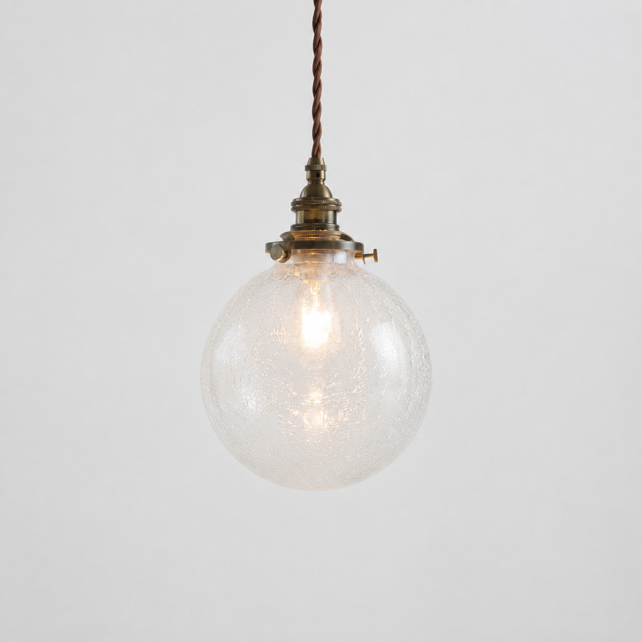 Crackled Glass Globe with Brass Hardware