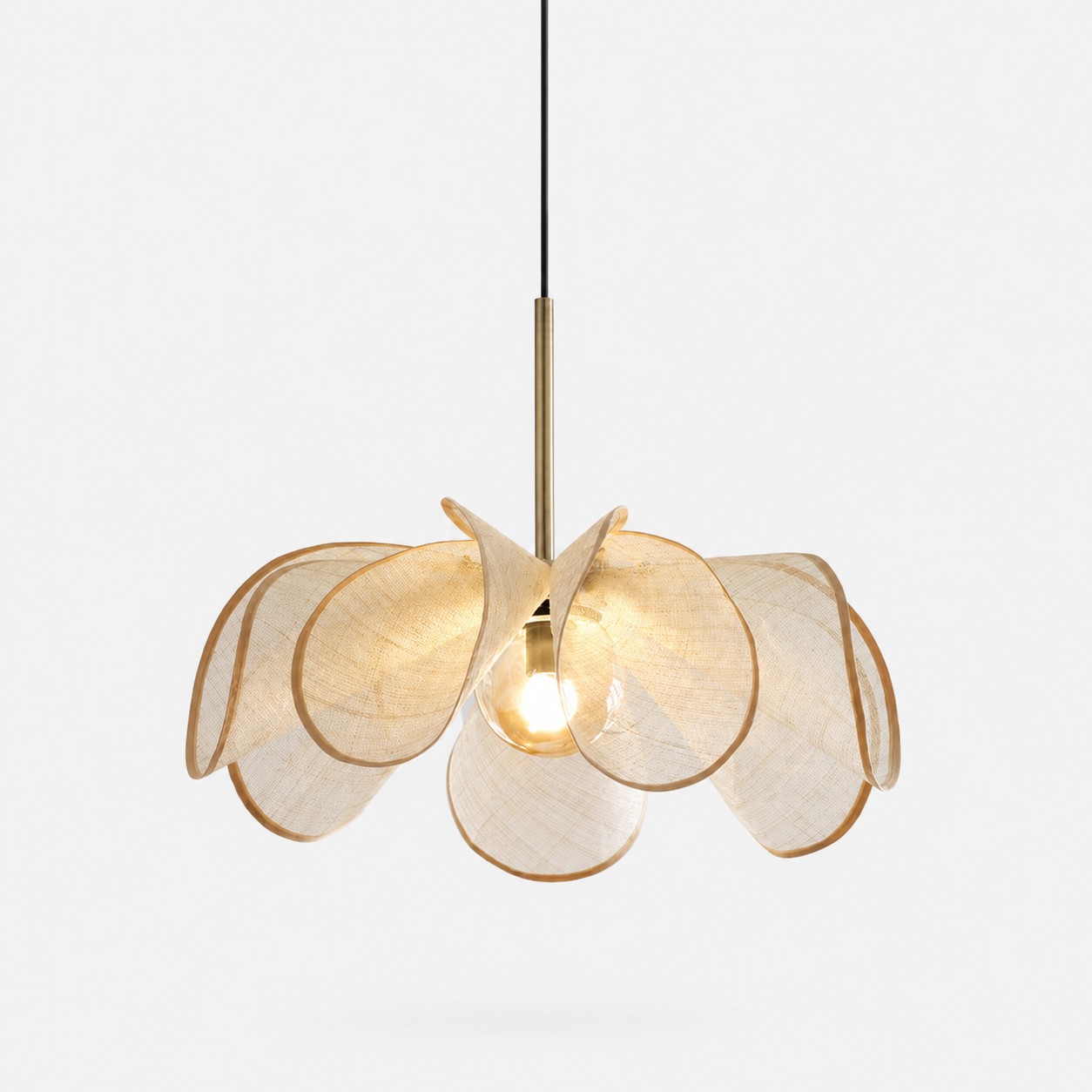 Lámpara colgante de pétalos color crema natural de 60 cm / 23,6 pulgadas