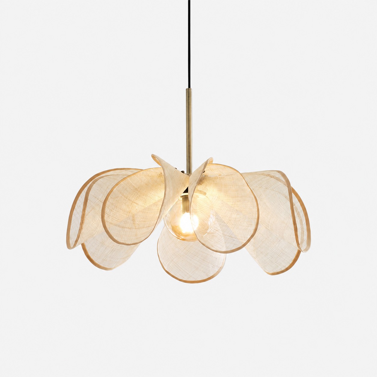 Lámpara colgante de pétalos color crema natural de 50 cm / 19,7 pulgadas