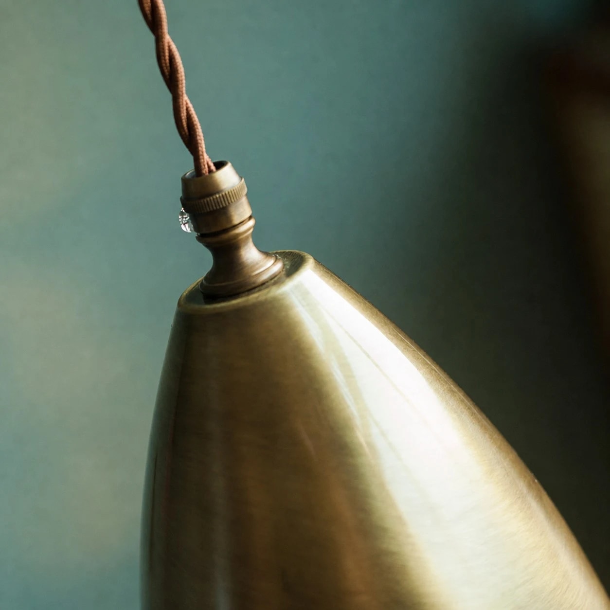 Close view of the socket and twisted pendant cord