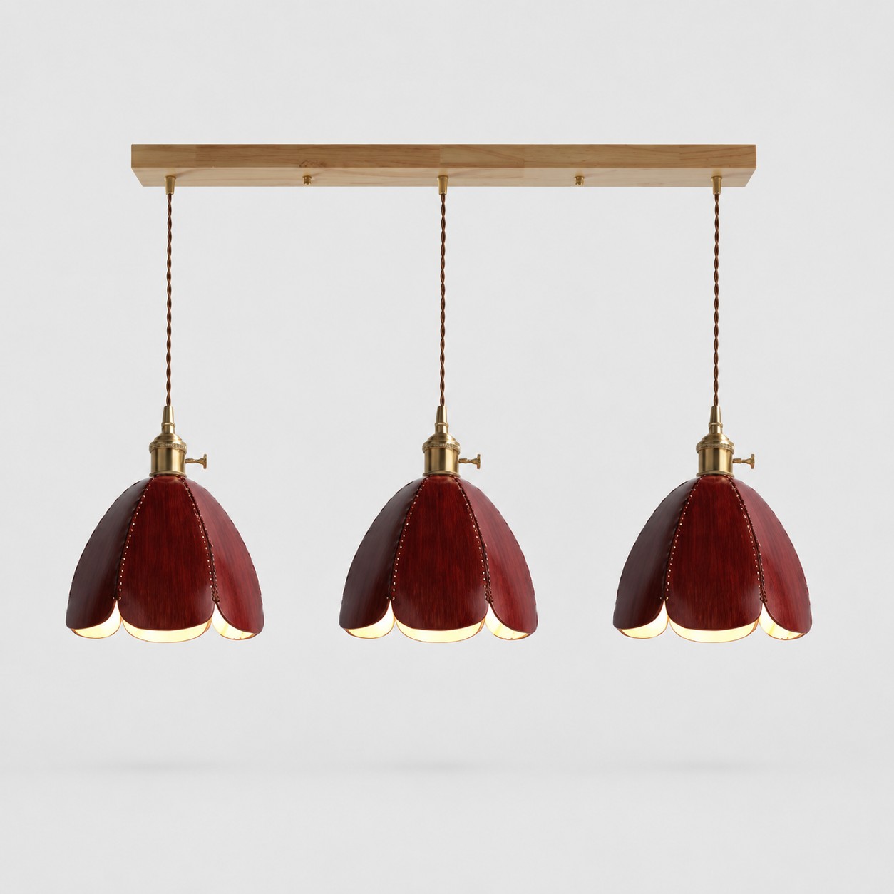 3-Light Linear Pendant / Brown