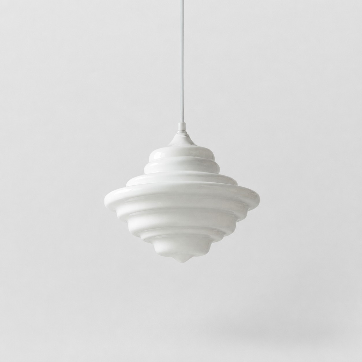 Space Age white glass pendant light no-bulb SKU view
