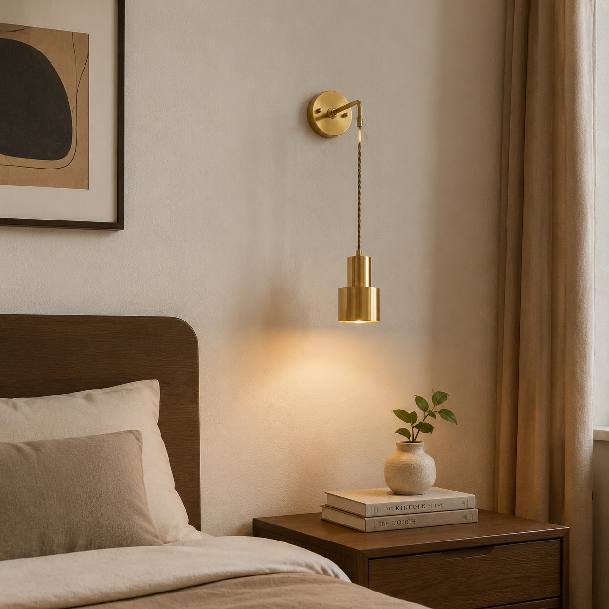 Una elegante lámpara de pared para mesitas de noche, tocadores y rincones tranquilos.