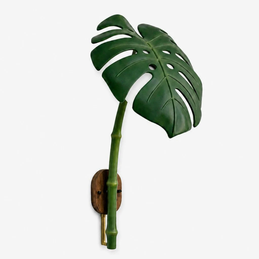 Applique murale extérieure en résine à feuille de Monstera