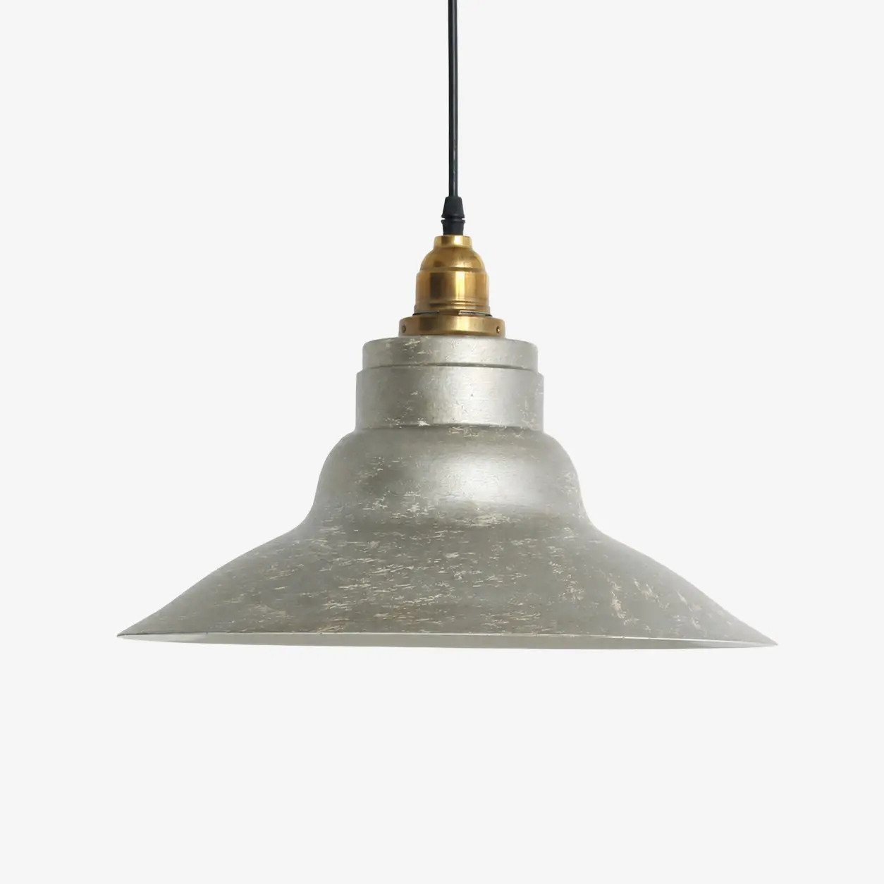 Pendelleuchte aus patiniertem Silber und antikem Messing