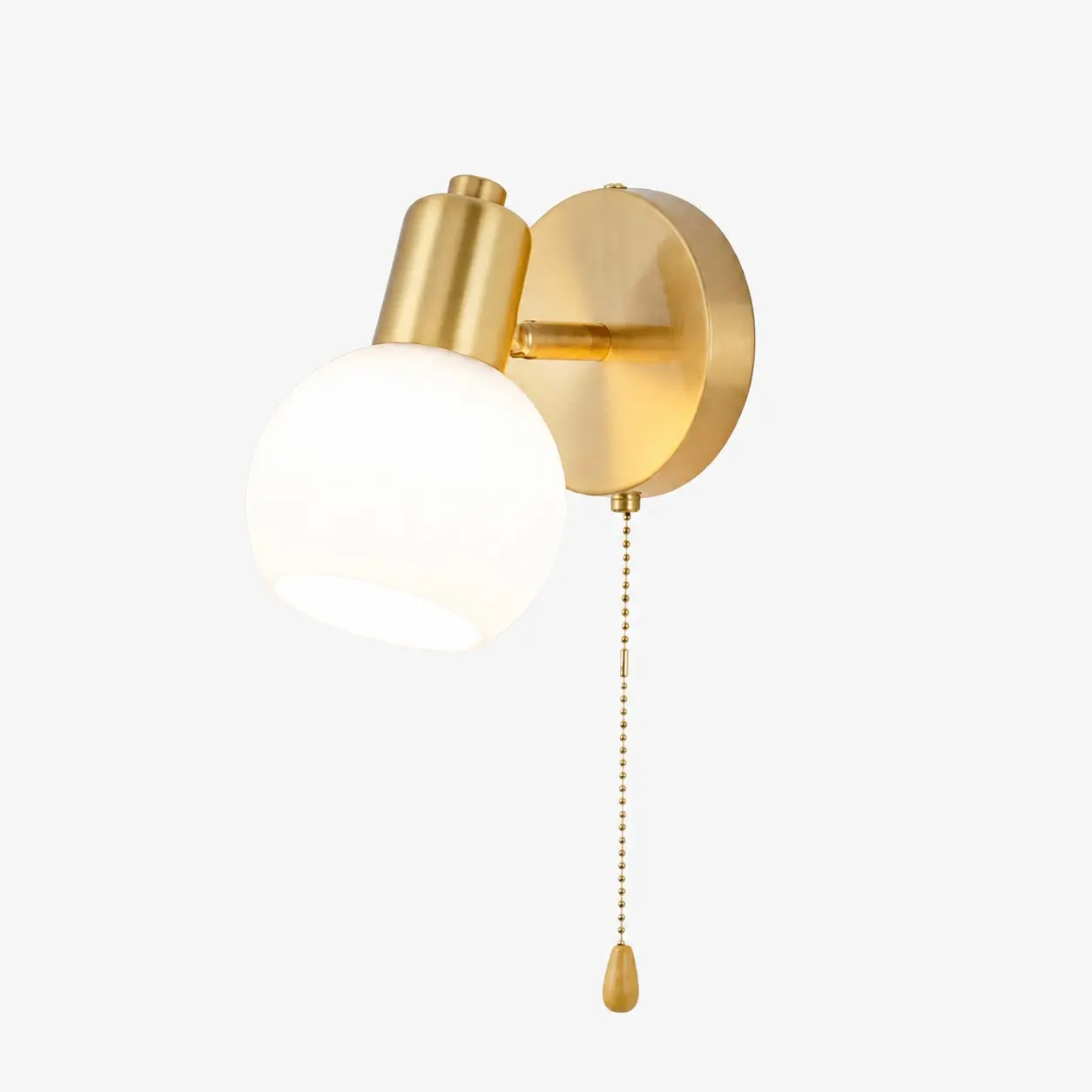 Applique murale simple lumière en laiton doré avec chaînette