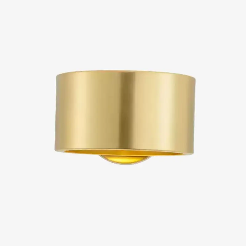 Cylindrisk vägglampa i guldfärgad mässing